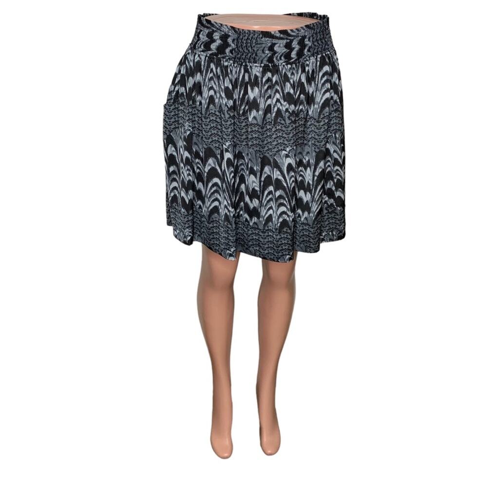 Banana Republic Skirt Elastic Waistband Side Pockets Black/Gray Size L